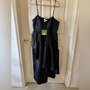 Kate Spade Black Spaghetti Strap Tiered Cocktail Dress Large NWT